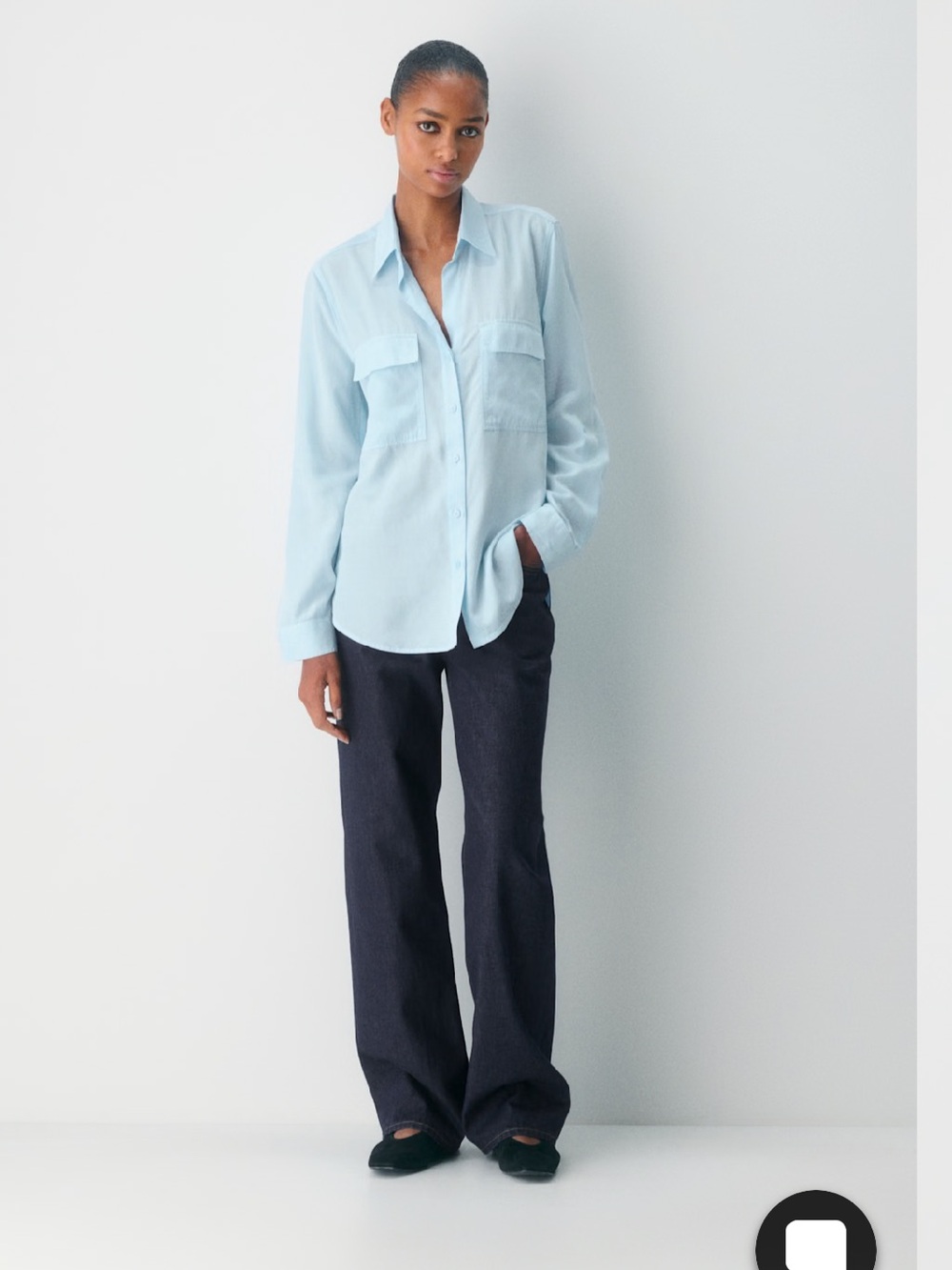 Babaton light blue utility shirt